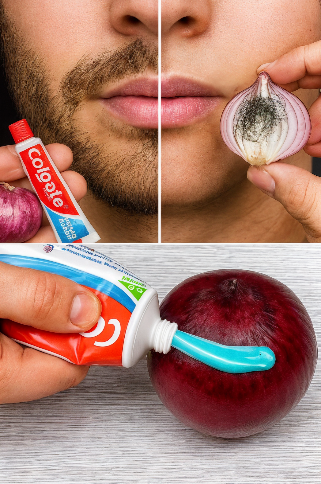 Remedio casero con pasta dental y cebolla