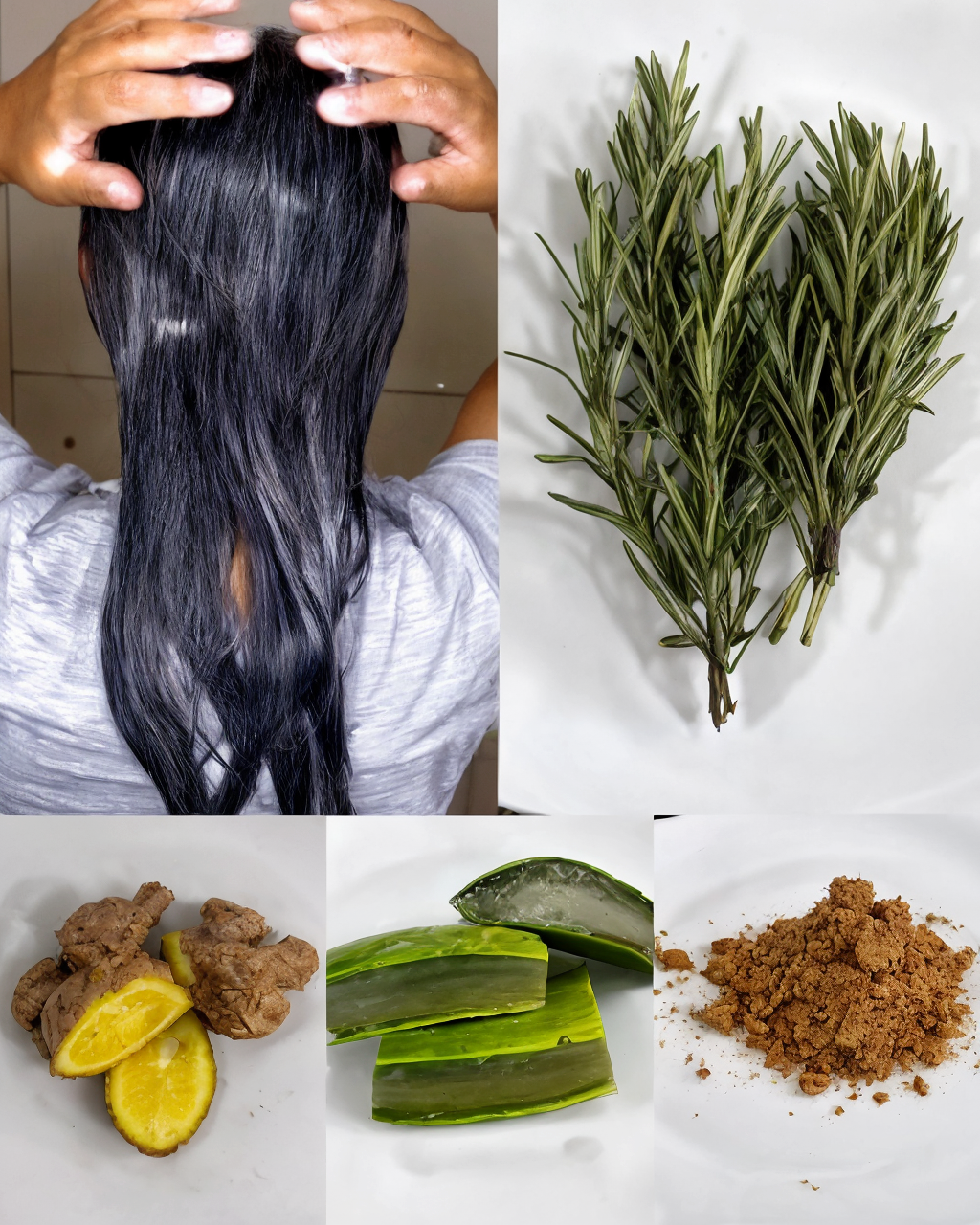 Shampoo Natural con Romero, Sábila, Canela y Jengibre para un Cabello Fuerte y Brilloso