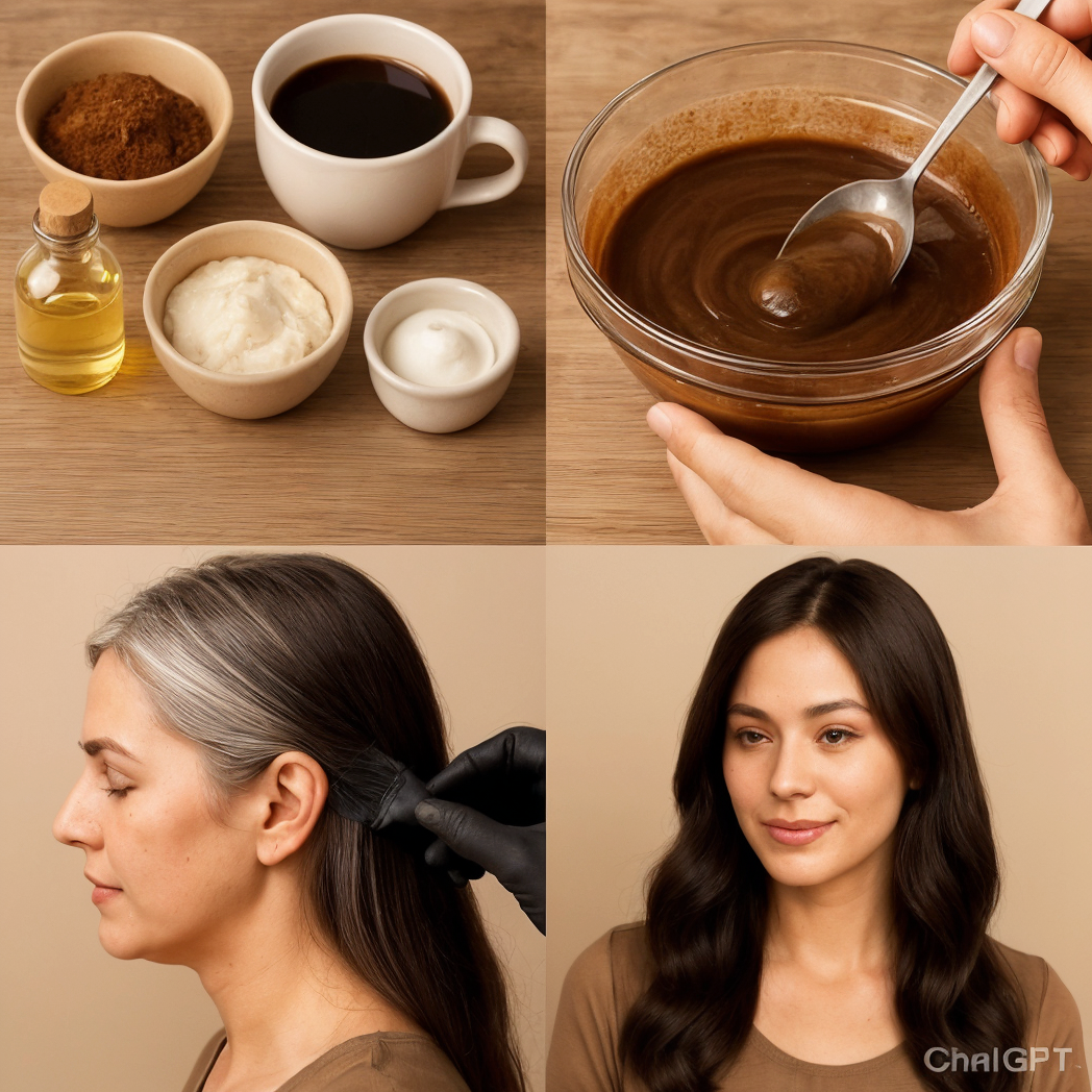 Tinte Natural con Café y Cacao para Cubrir Canas