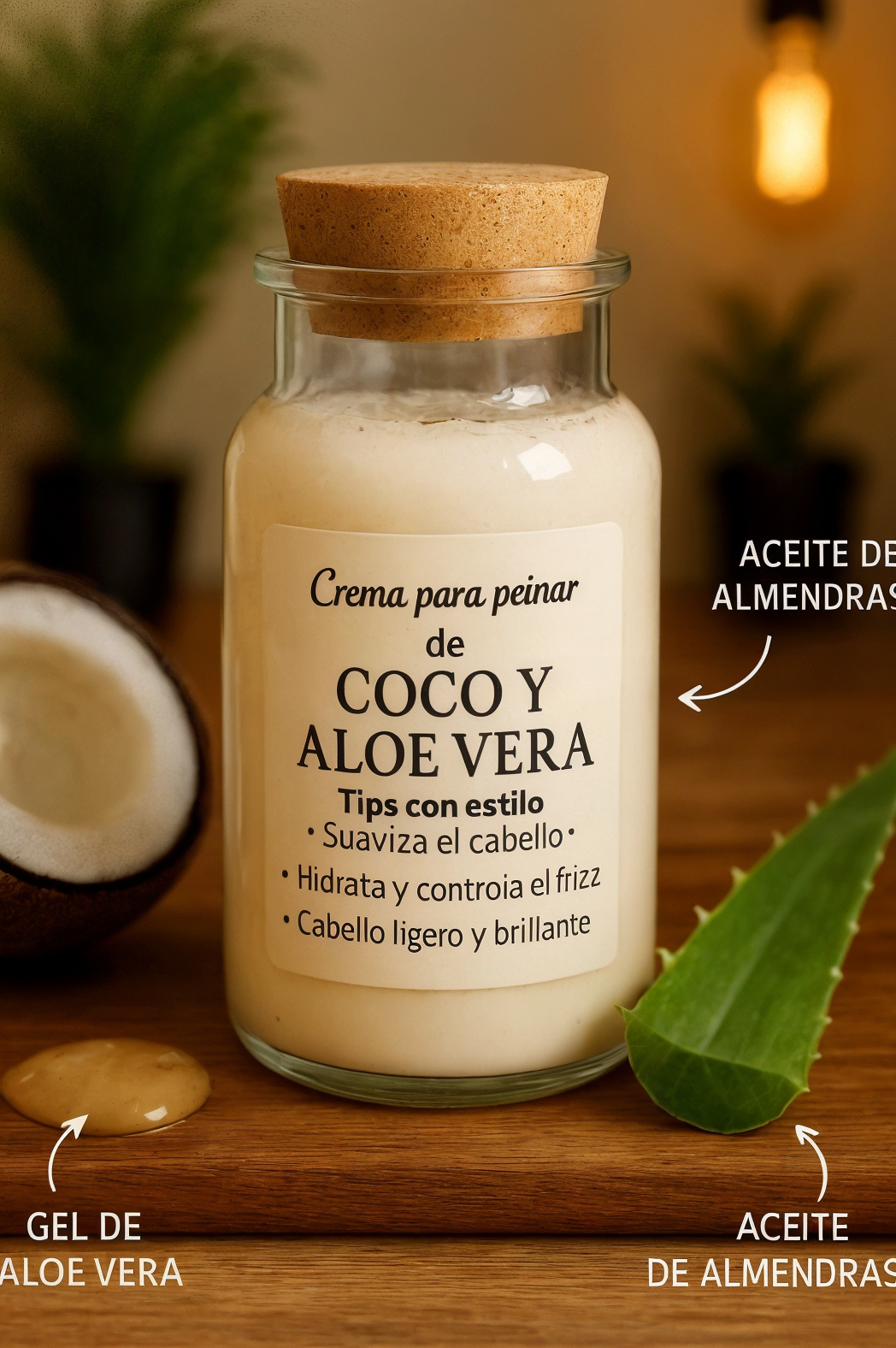 Crema para Peinar de Coco y Aloe Vera