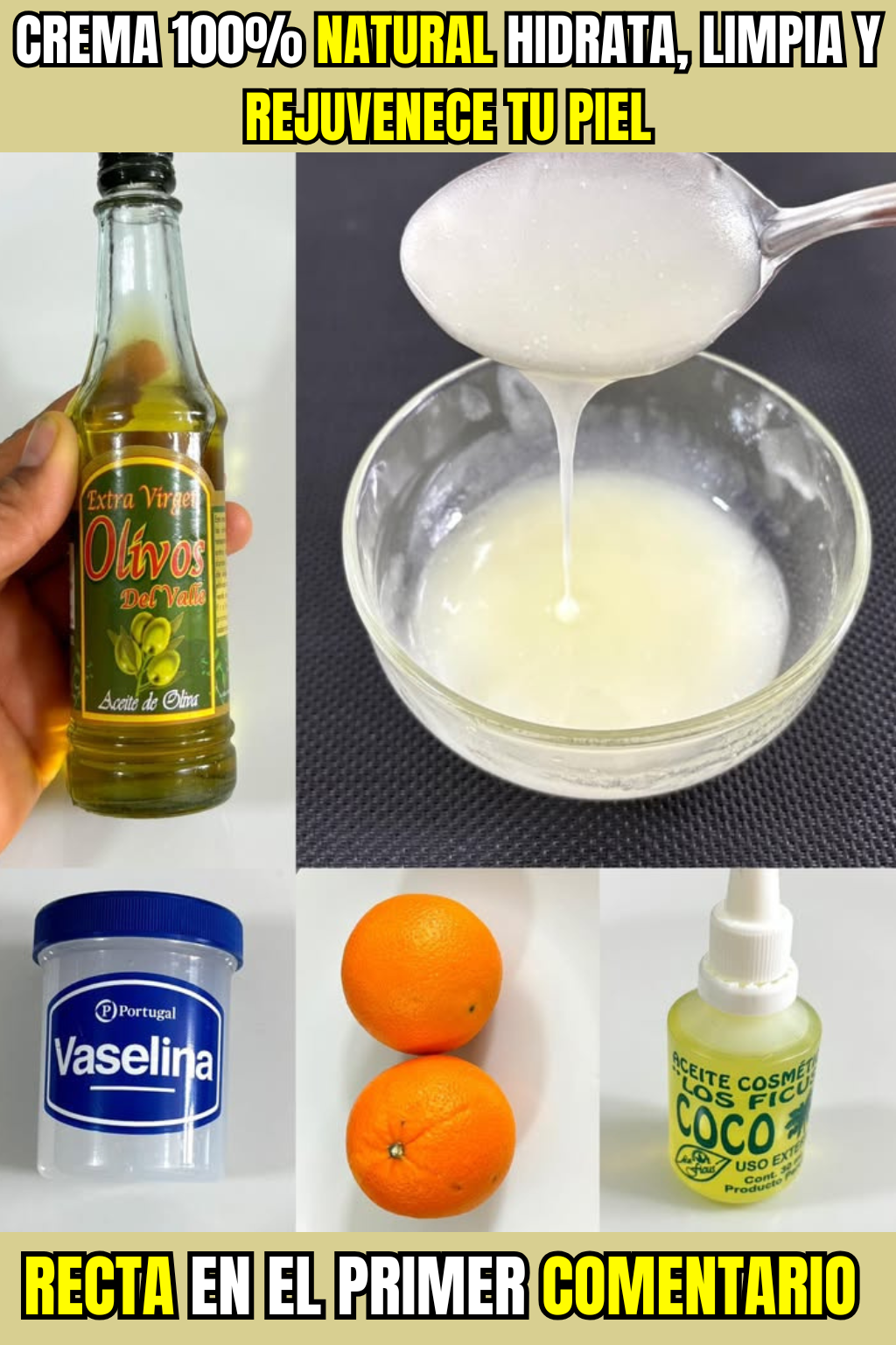 Crema 100% natural con coco, oliva y naranja  Hidrata, limpia y rejuvenece tu piel mientras duermes