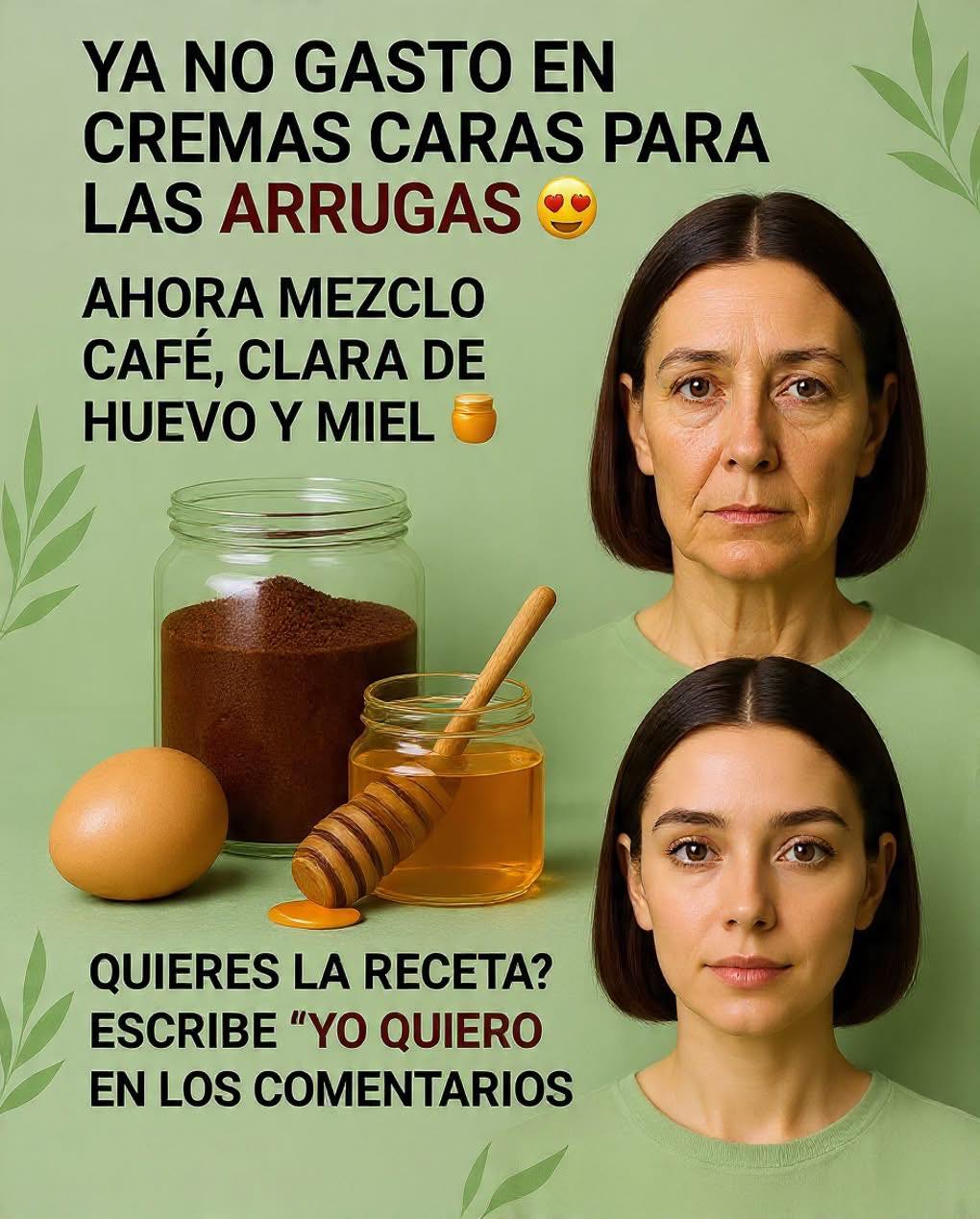 🌿 Mascarilla Antiarrugas de Café, Clara de Huevo y Miel 🍯☕