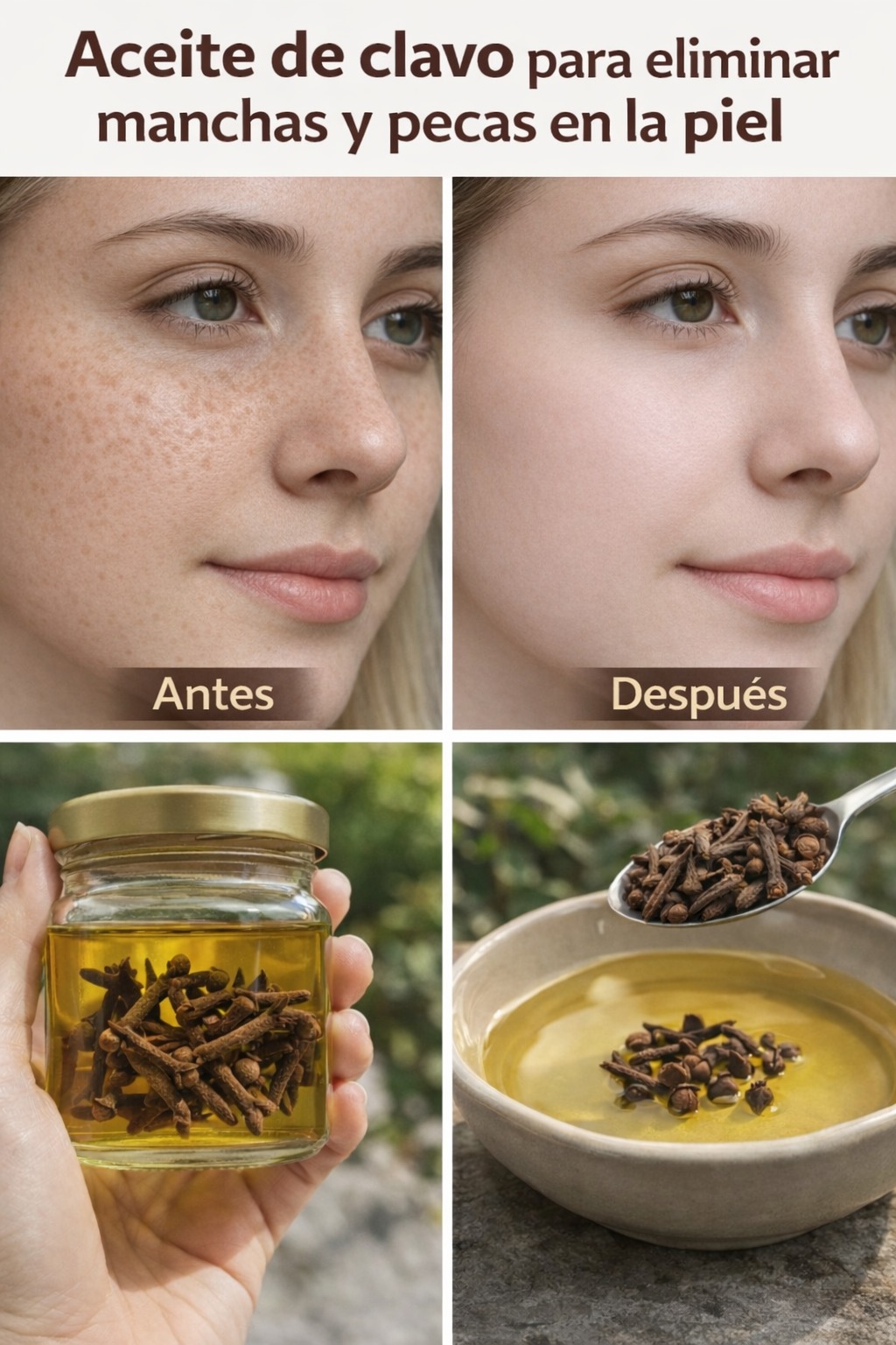 🧴✨ Aceite de Clavo Mascarilla Casera para Atenuar Manchas y Pecas en la Piel de Forma Natural